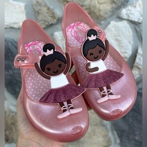 Mini Melissa Ultragirl Jelly Shoes Size 12 Pink Glitter Ballerina Dancer Preppy